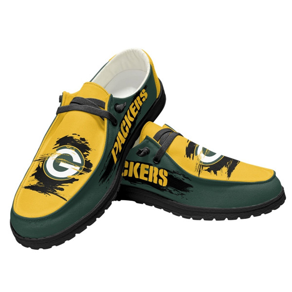 Women's Green Bay Packers Loafers Lace Up Shoes 001 (Pls check description for details)